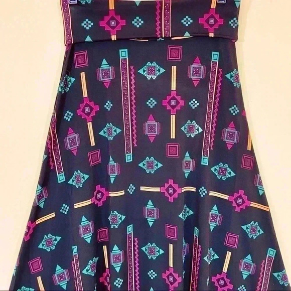 LuLaRoe Multicolor Aztec Native Tribal Print Banded Maxi Skirt Size XS - Picture 5 of 13